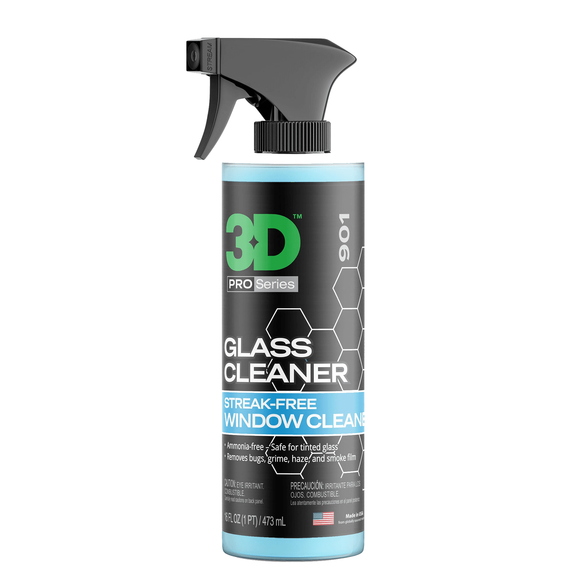 3D Glass Cleaner rákalaus glerhreinsir 16 oz brúsi